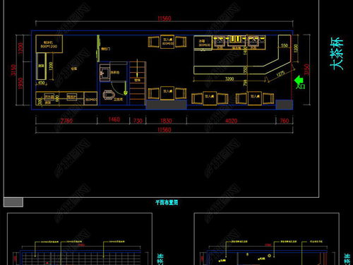 全套水吧饮品CAD施工图设计 平面图下载与立体制作指南